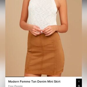 Free People Women’s Modern Femme Tan Denim Mini Skirt
 Size 6